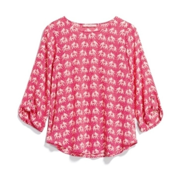 41 Hawthorn 3/4 Sleeve Pink Elephant Blouse - Picture 1 of 6